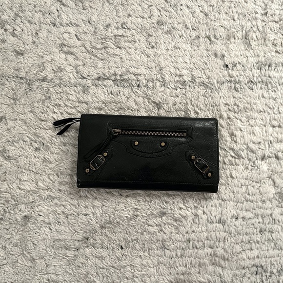 Balenciaga Agneau Classic Hardware Money Wallet Black - Picture 1 of 5
